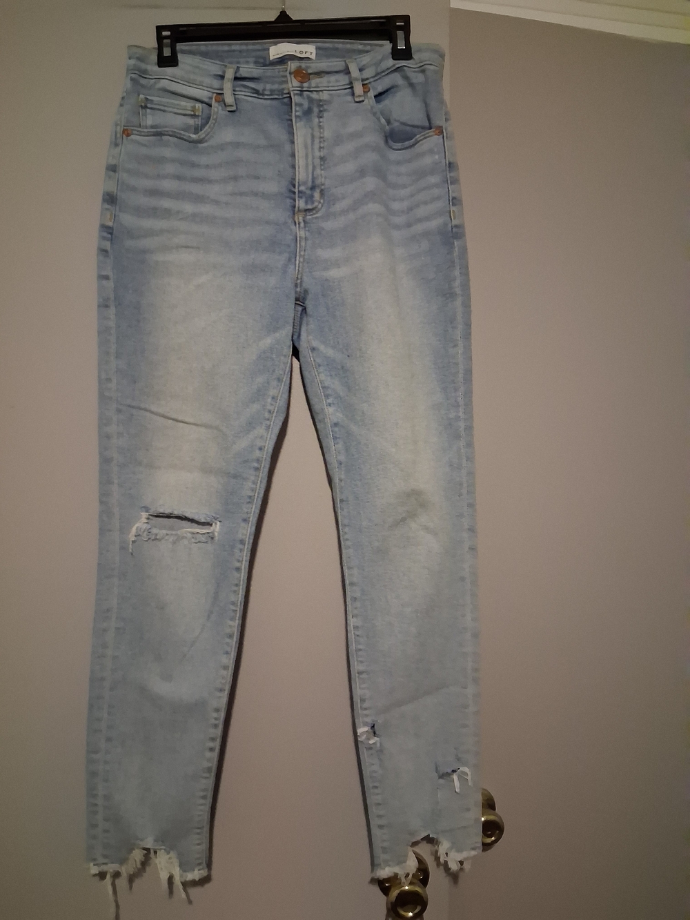 LOFT Light Blue Distressed Ankle Jeans